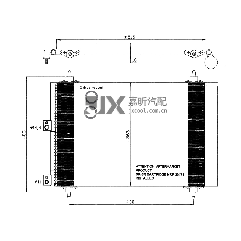 【JX60810】 Air conditioning condenser  For  CITROEN XSARA 1.6D 00-  OEM:6455CN 9645964780 9645964780A E163366