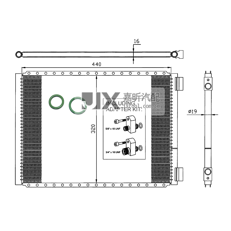 【JX61027】 Air conditioning condenser  For   UNIVERSAL UNIVERSAL 440X320XPF16  UV5008 94957