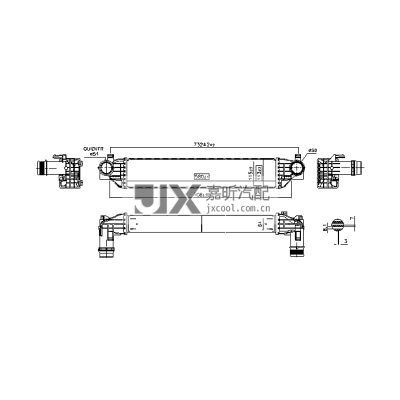 【JX68383】Intercooler For JEEP Compass （MP, M6） 2016- OE:68249192AA  68394537AA  K68394537AA  K68249192AA  00K68394537AA